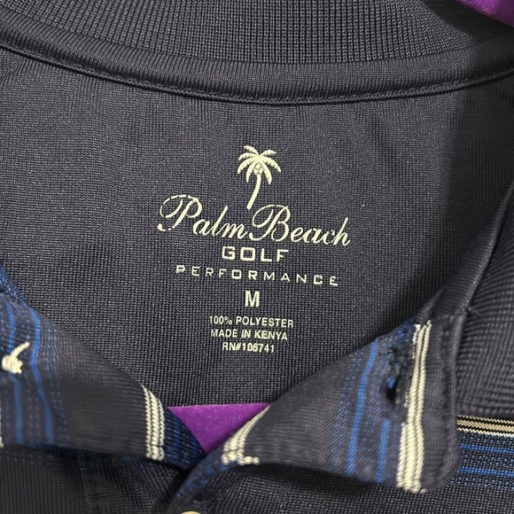 Men’s Palm Beach Golf Performance Blue Polo Button Down Size Medium - Picture 4 of 7